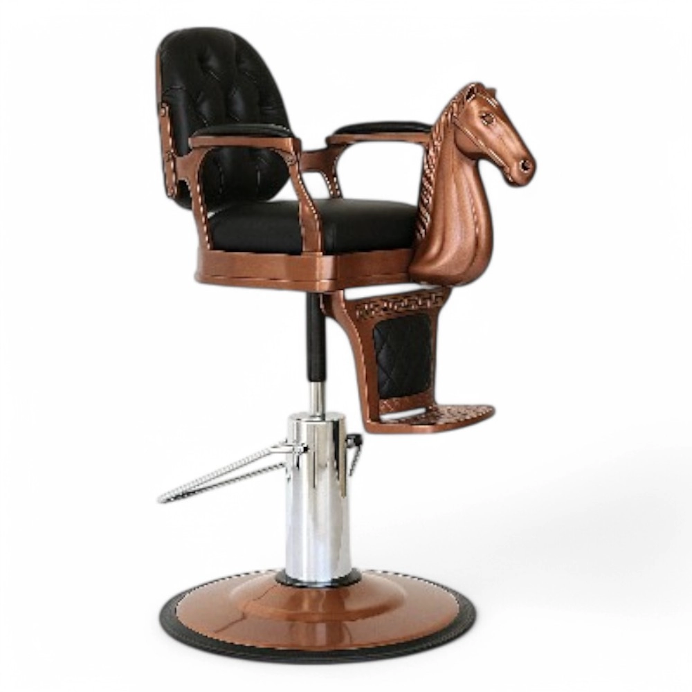 POLTRONA BIMBO | HORSE.EM | CAVALLUCCIO CON SCOCCA BRONZO IN SIMILPELLE NERA