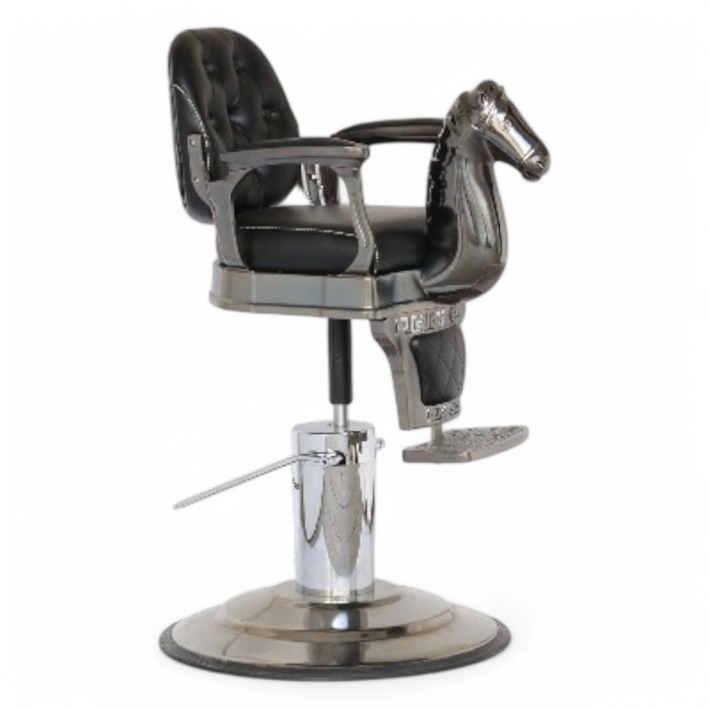 POLTRONA BIMBO | HORSE.EM | CAVALLUCCIO CON SCOCCA NERO CROMATO IN SIMILPELLE NERA