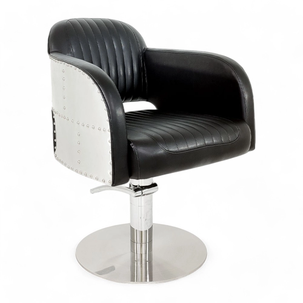 POLTRONA PARRUCCHIERE | LAMIER.HG | SIMILPELLE NERA CON POMPA IDRAULICA