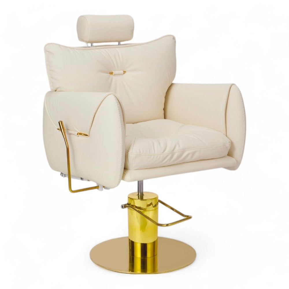 POLTRONA TRUCCO | VANIT.YC | SIMILPELLE BIANCO PANNA CON INSERTI ORO