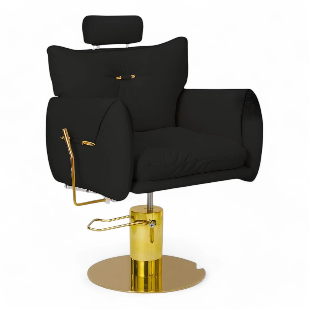 POLTRONA TRUCCO | VANIT.YC | SIMILPELLE NERA CON INSERTI ORO