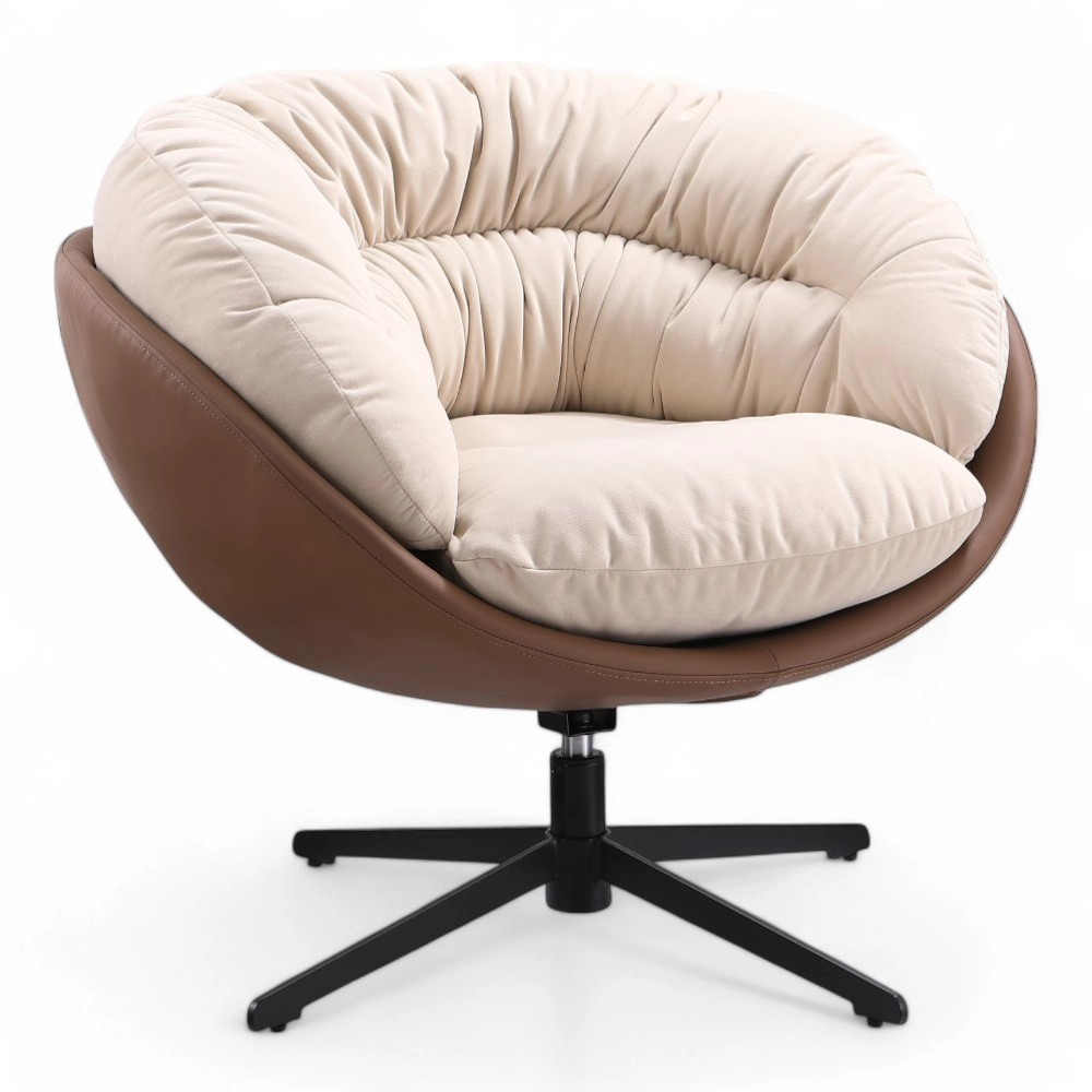 POLTRONA | MILLAS.PR | SIMILPELLE MARRONE CON IMBOTTITURA BIANCO PANNA