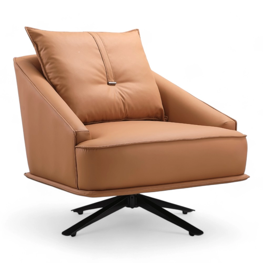 POLTRONA | TRANK.PR | SIMILPELLE MARRONE CAMMELLO CON CUSCINO