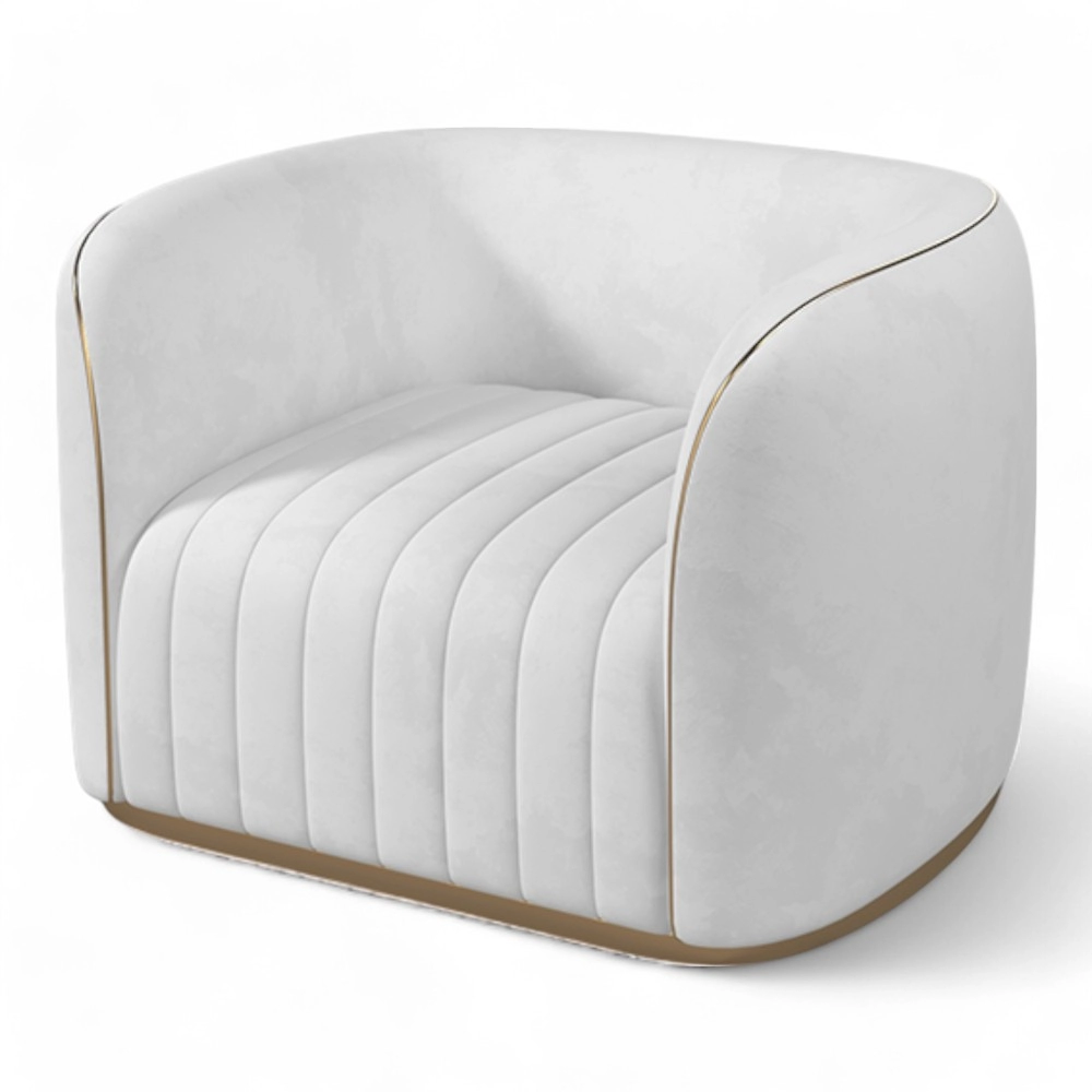 POLTRONA | VEGA.YC | SIMILPELLE BIANCO PANNA CON INSERTI ORO