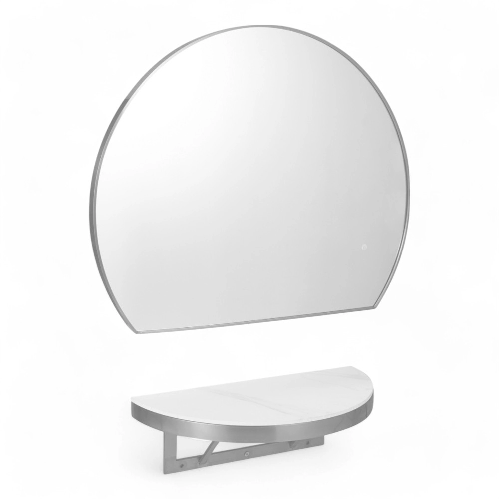 POSTAZIONE SPECCHIO | GLOBO.YC | ILLUMINAZIONE LED E MENSOLA ARGENTO