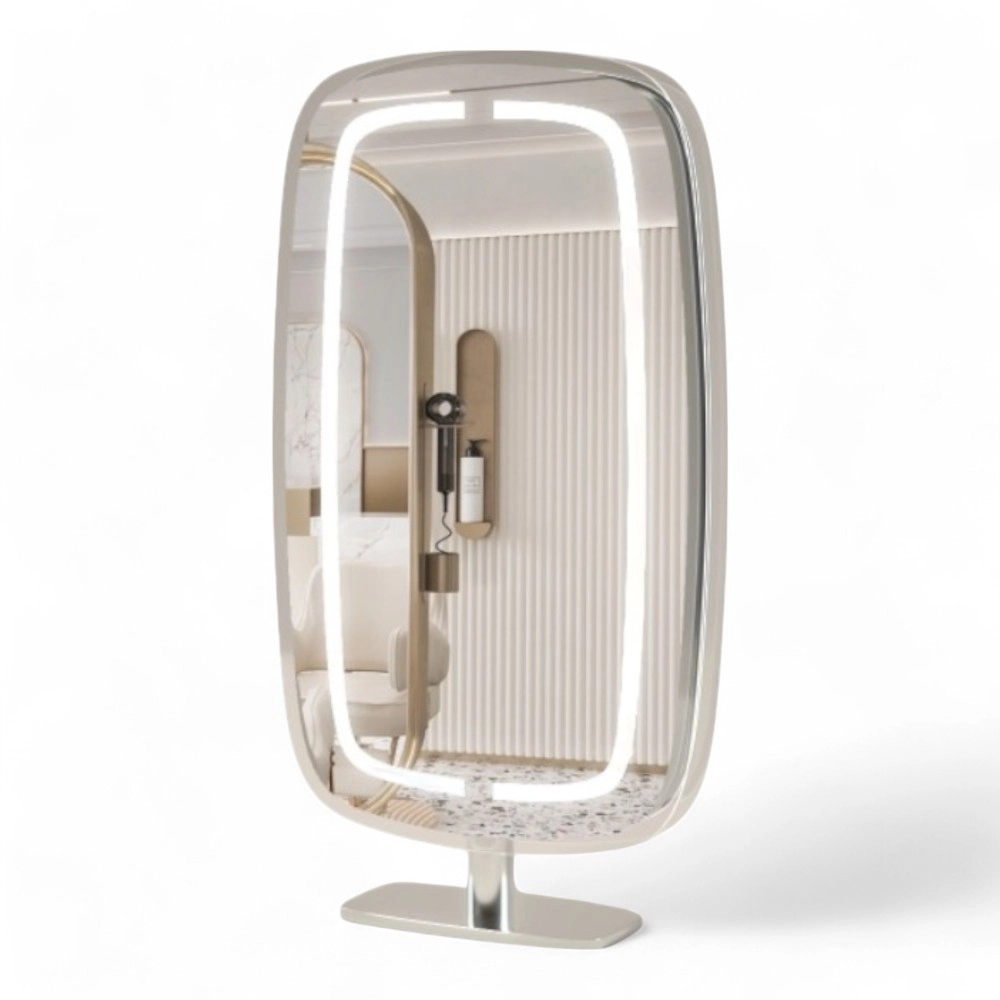 POSTAZIONE SPECCHIO | MIVAR-2.YC | ISOLA BIFACCIALE LED CON INSERTI ARGENTO