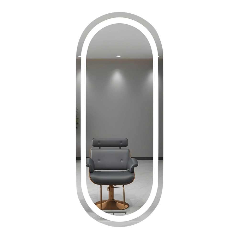 POSTAZIONE SPECCHIO | OVAL.YC | CON LED E INSERTI ARGENTO