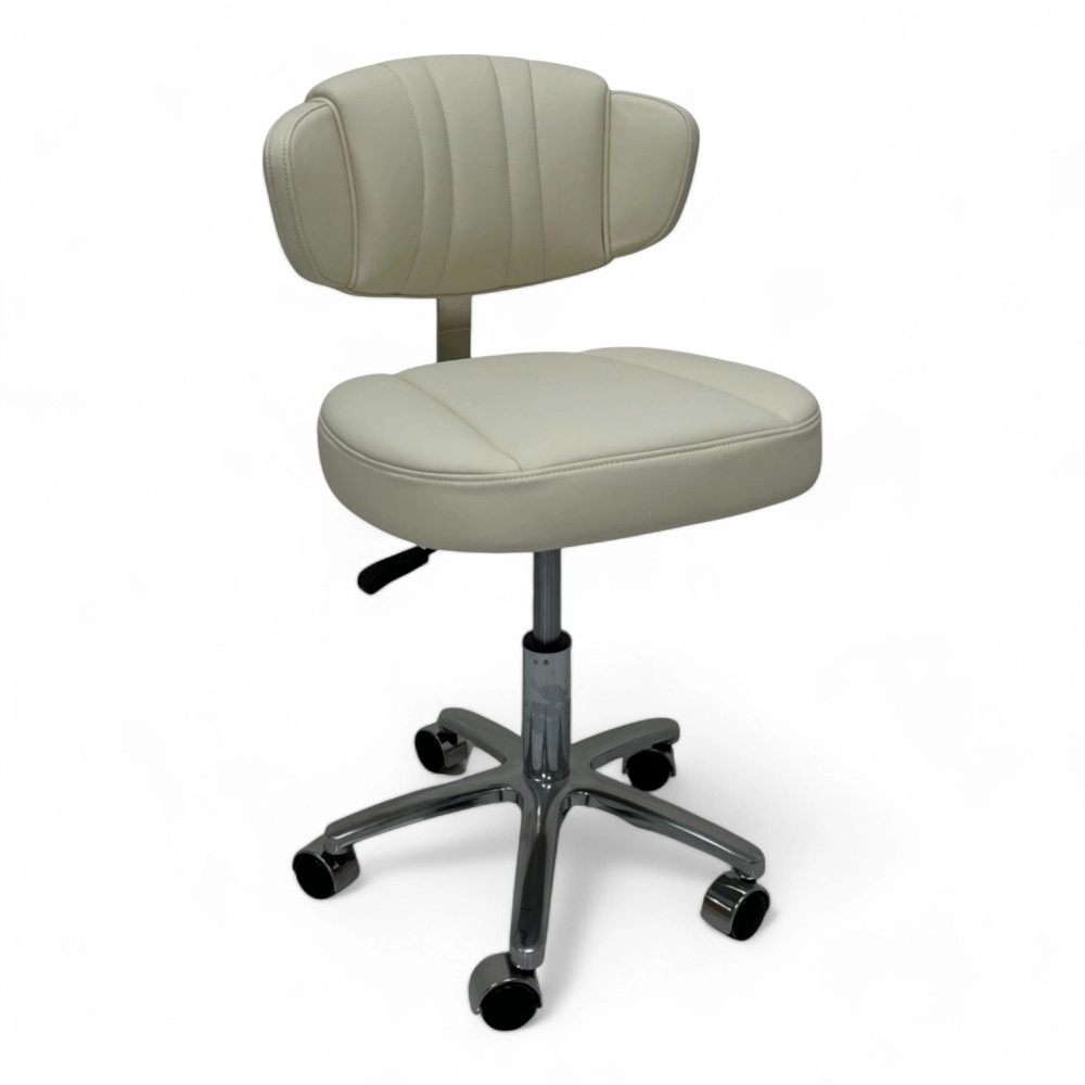 SGABELLO | BIGAR.YC | SIMILPELLE BIANCO PANNA CON POMPA IDRAULICA