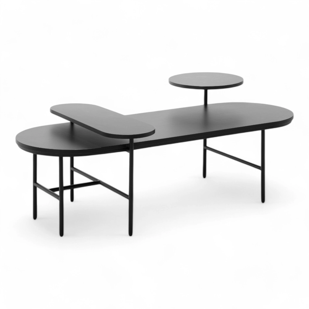 TAVOLINO | TECH.RN | MELAMMINA ED ACCIAIO NERO