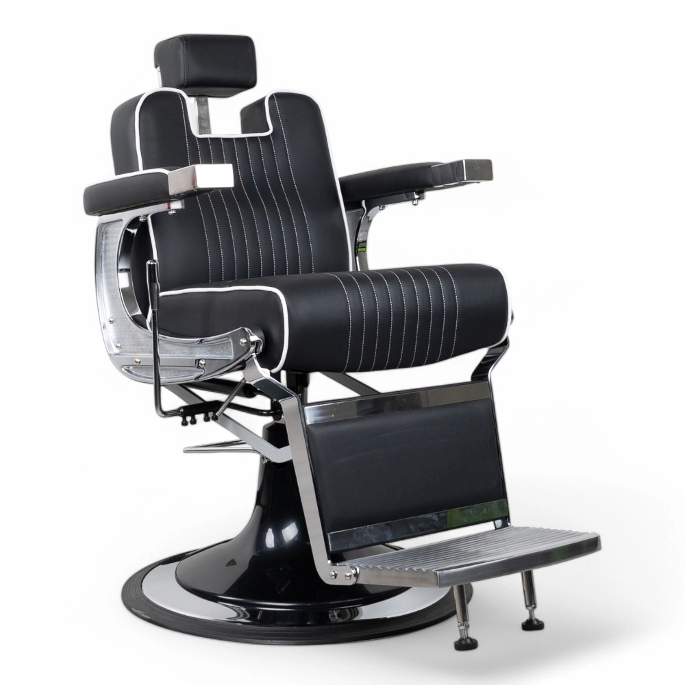 POLTRONA BARBIERE | NEWMA.FN | SCOCCA ARGENTO IN SIMILPELLE NERA