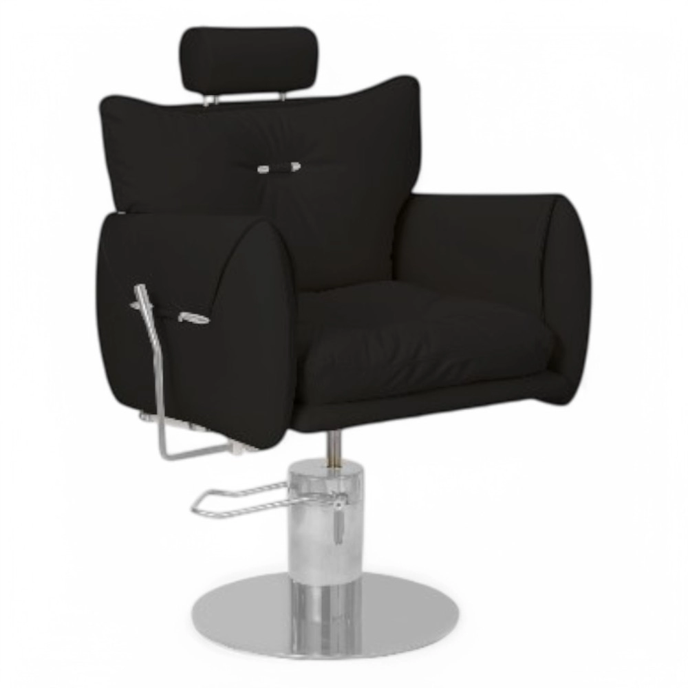 POLTRONA TRUCCO | VANIT.YC | SIMILPELLE NERA CON INSERTI ARGENTO