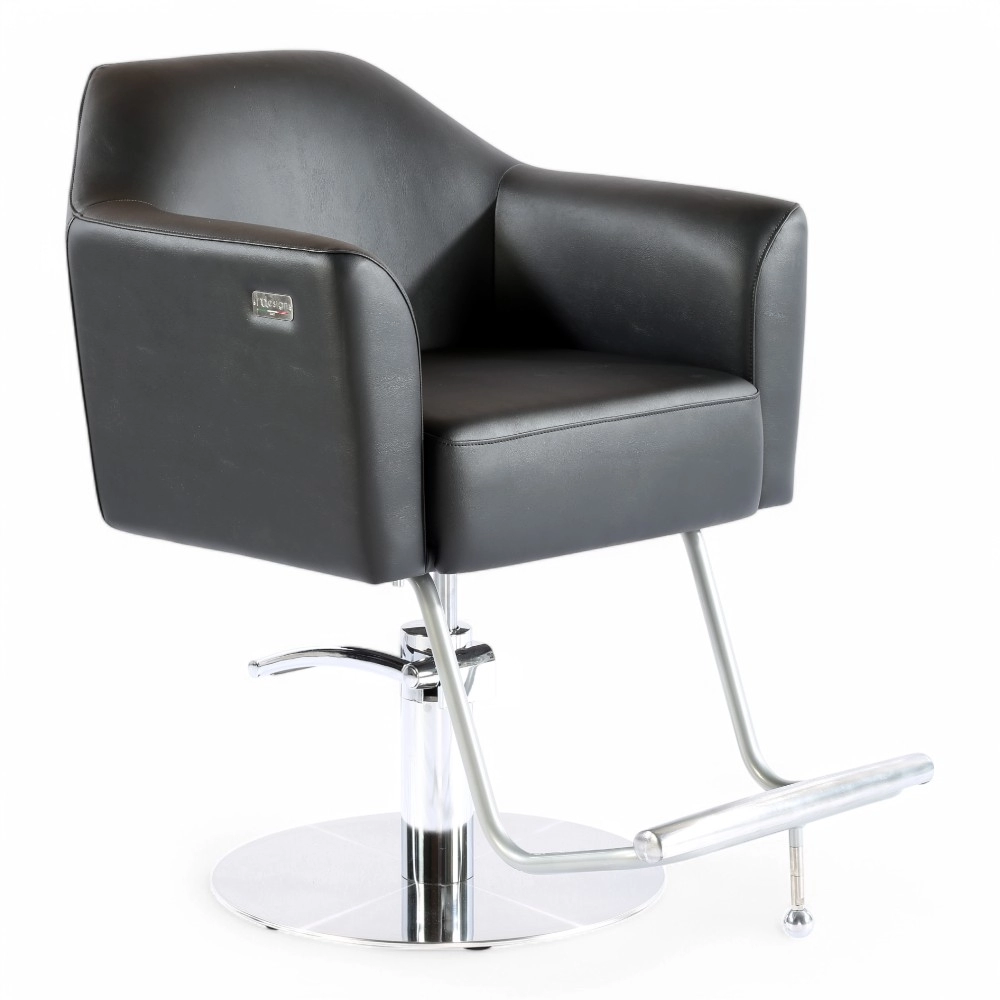 POLTRONA PARRUCCHIERE | TRICK.EM | SIMILPELLE NERA CON POMPA IDRAULICA E POGGIAPIEDI