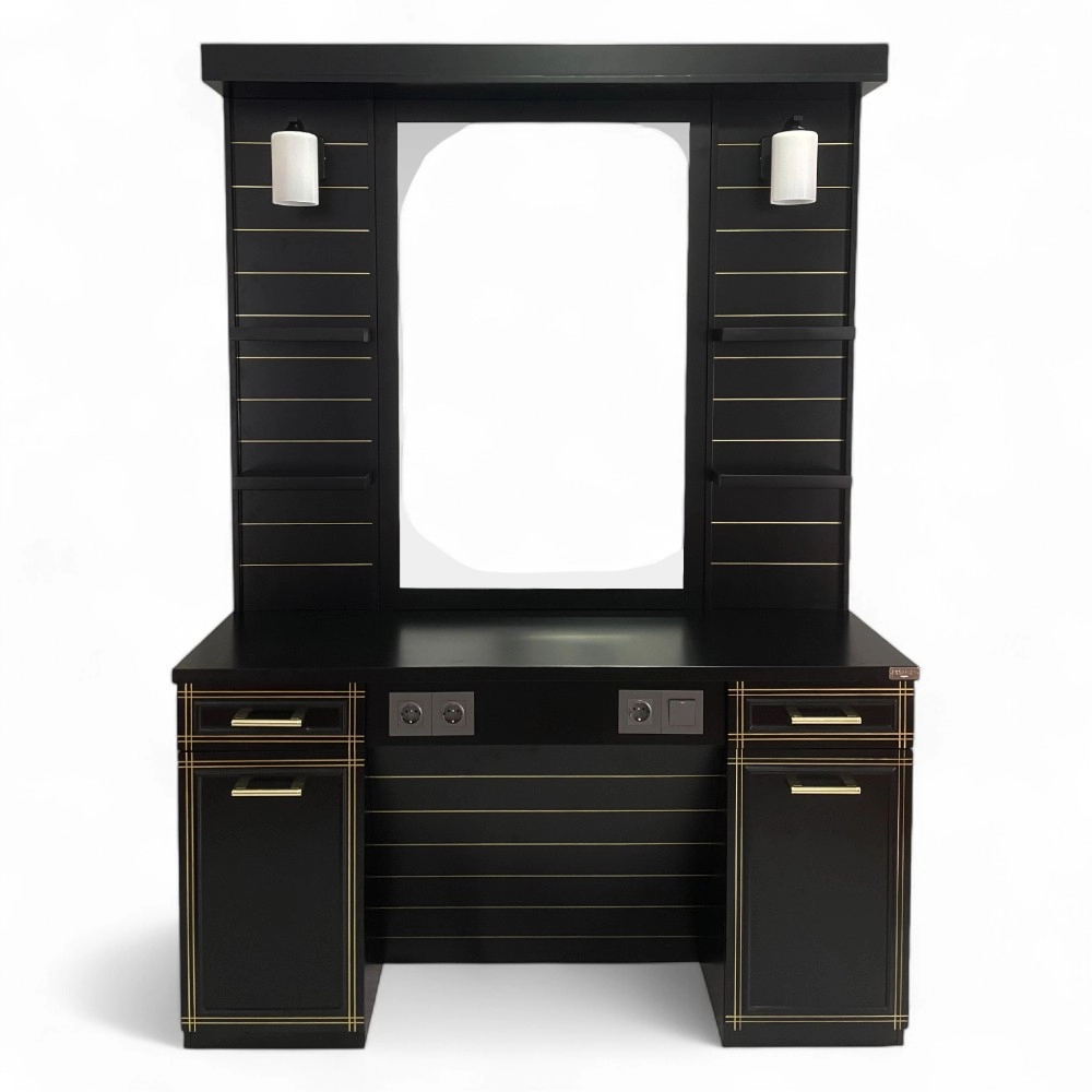 POSTAZIONE BARBIERE | STYLE.FN | NERA CON RIFINITURE ORO