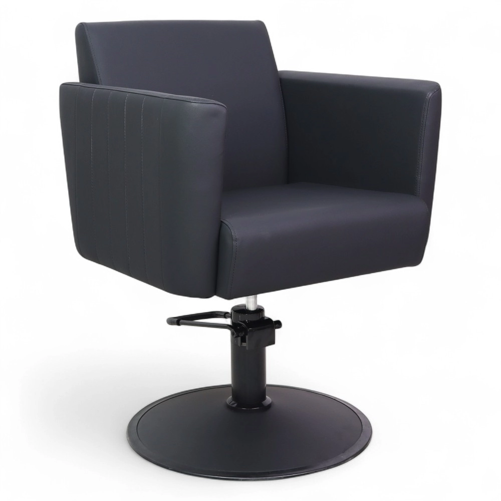 POLTRONA PARRUCCHIERE | VETRA.HL | SIMILPELLE NERA CON POMPA IDRAULICA E BASE TONDA NERA