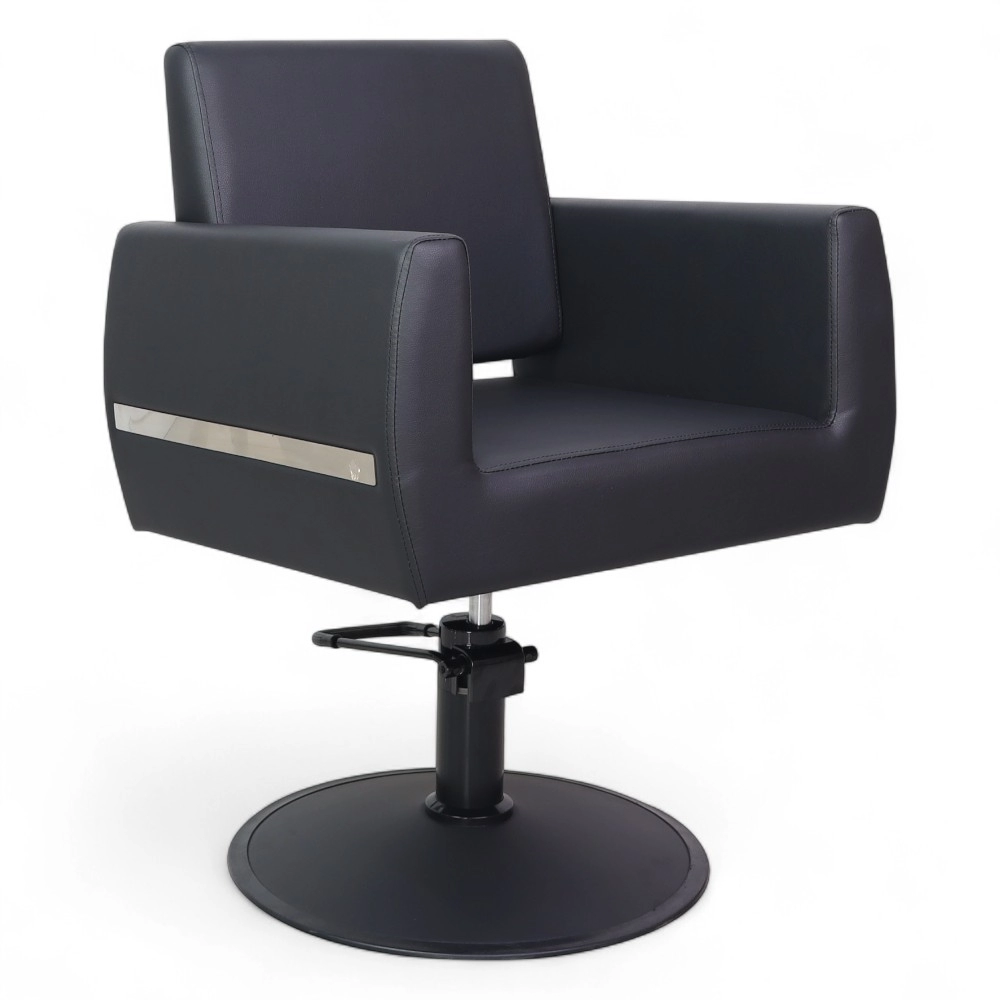 POLTRONA PARRUCCHIERE | GIOVE.HL | SIMILPELLE NERA CON POMPA IDRAULICA E BASE TONDA NERA