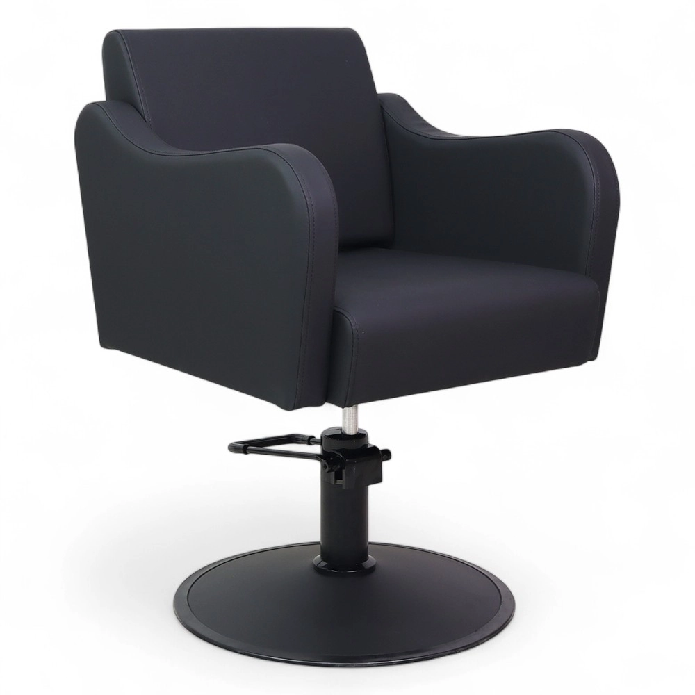 POLTRONA PARRUCCHIERE | BRAVA.HL | SIMILPELLE NERA CON POMPA IDRAULICA E BASE TONDA NERA