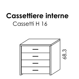 CASSETTIERA INTERNA 4 CASSETTI PER BATTENTE GOLF