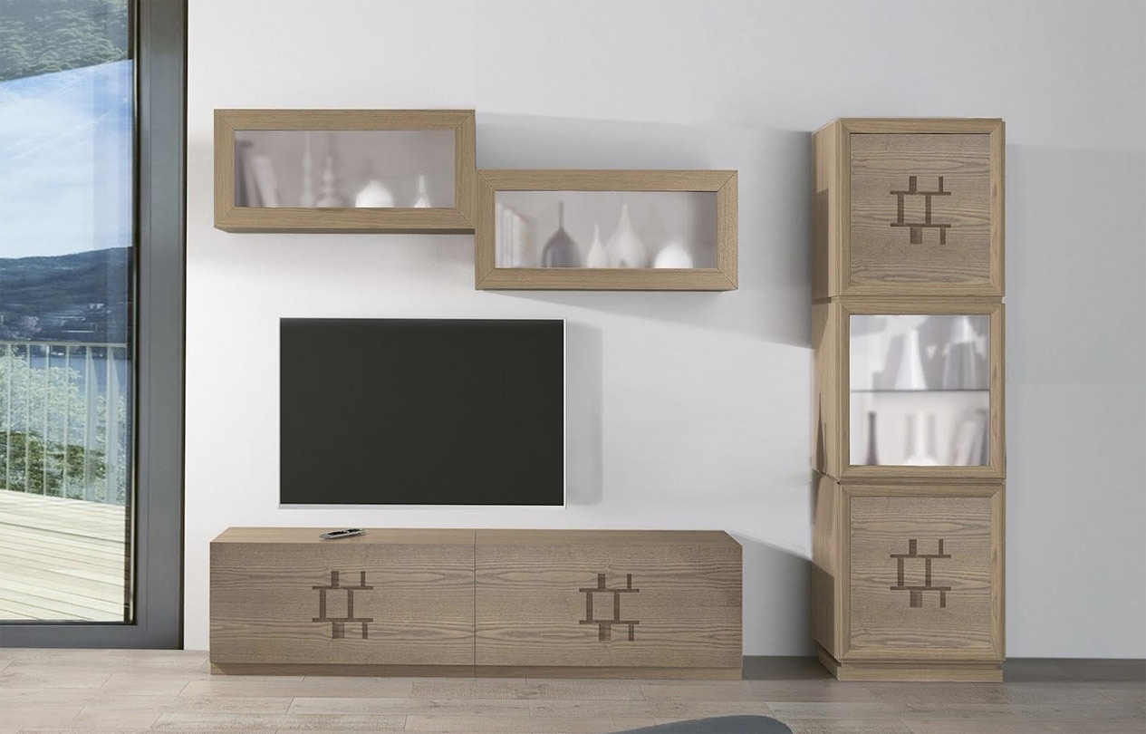 Credenza Moderna Nera E Legno, 6 Cassetti Spaziosi Con Ante A Rilievo - Perfetta Per Soggiorno E Camera