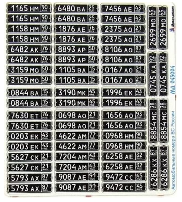 Russian Armed Forces vehicle license plates Mister Kit