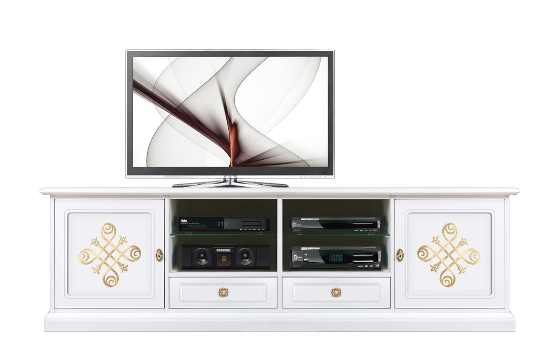 Lowboard Tv Weiss Gold