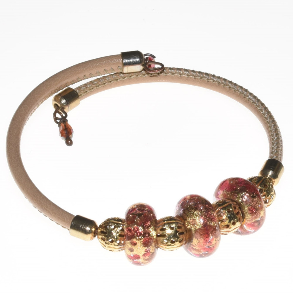 Bracciale con perle in vetro di Murano - Murrine tonalità Mimosa e