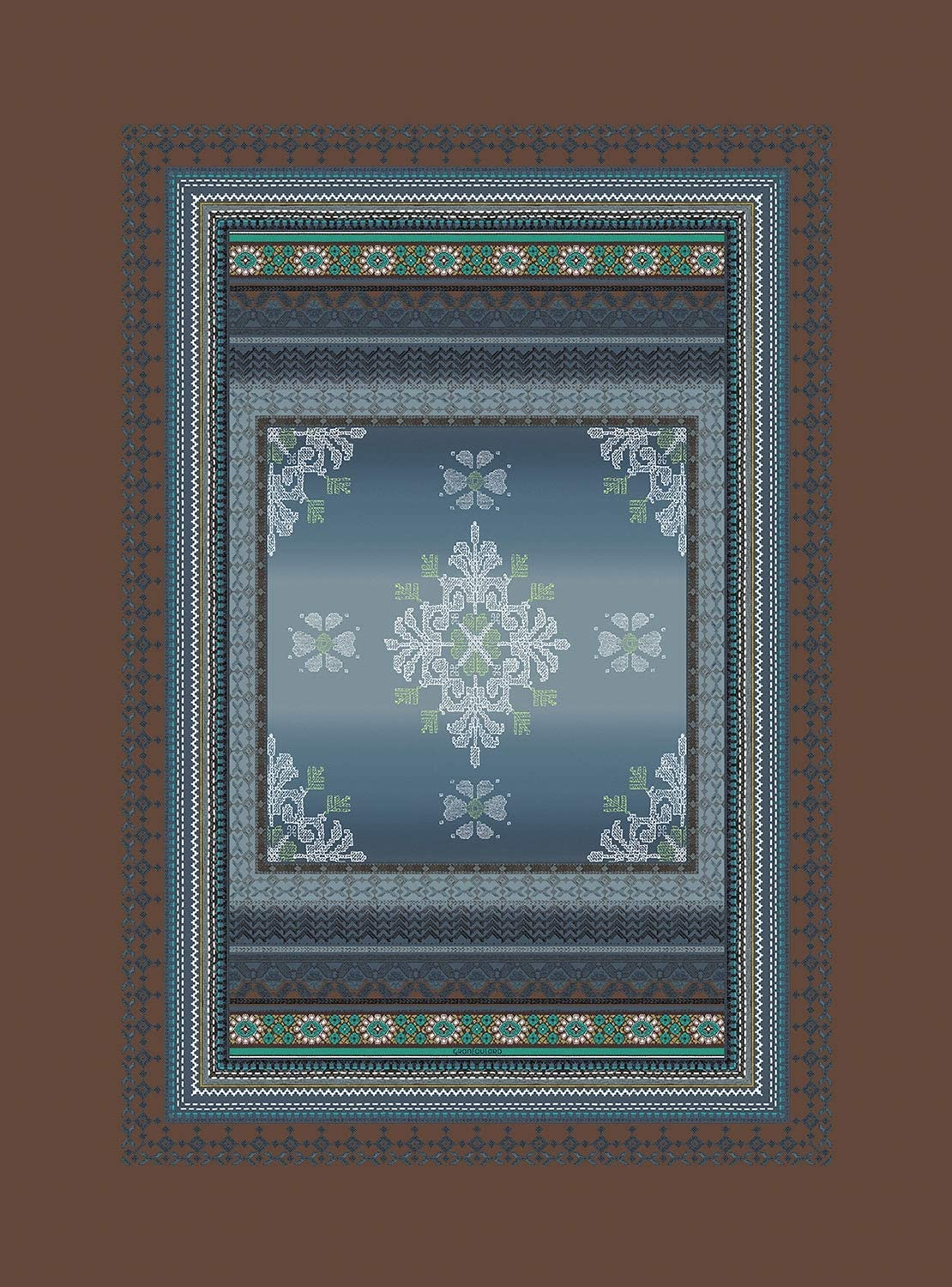 Tappeto arredo da interni Bassetti Granfoulard Olbia B1 blu antiscivolo 110x150