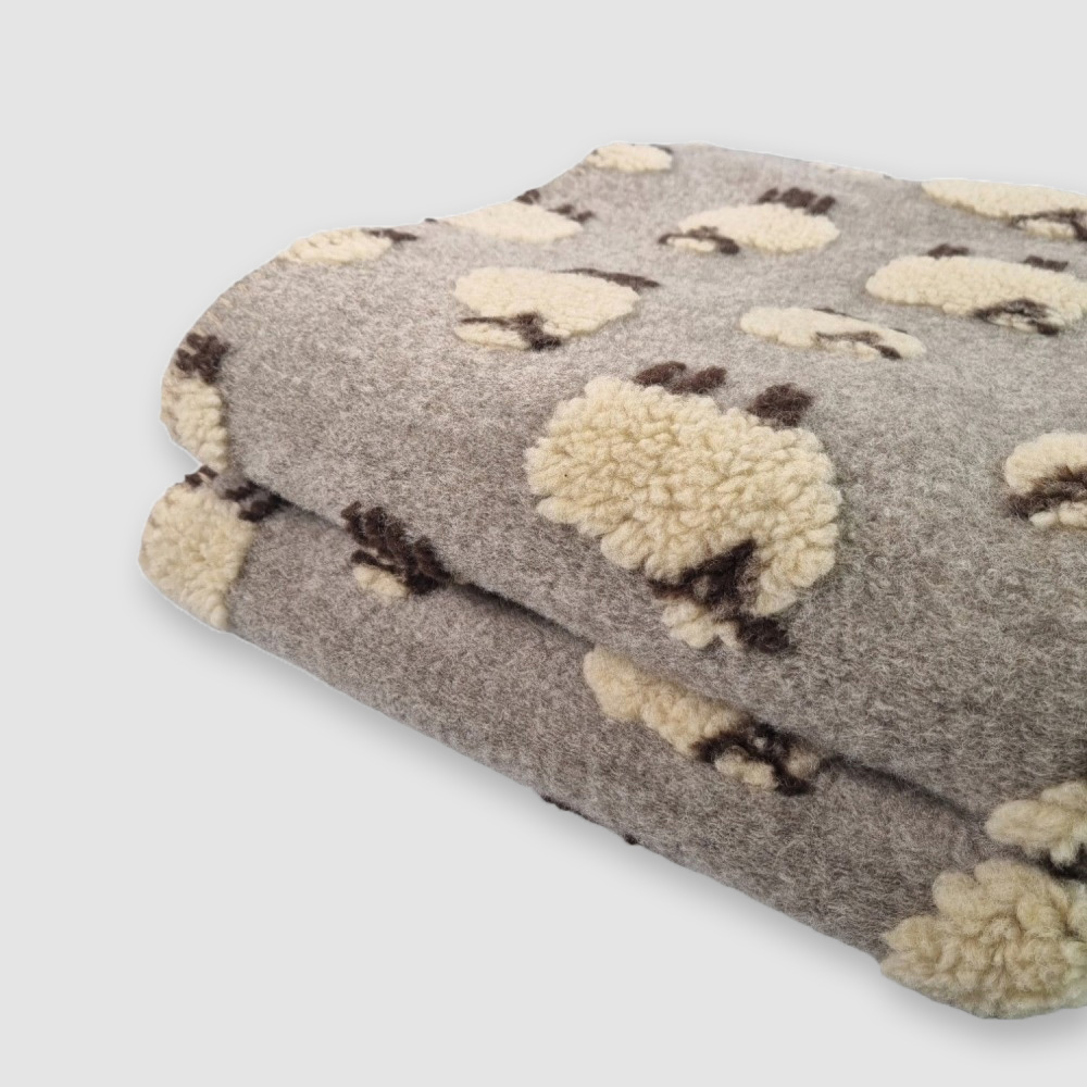 Plaid in lana cotta 150x170 morbido e caldo Pecorelle tortora