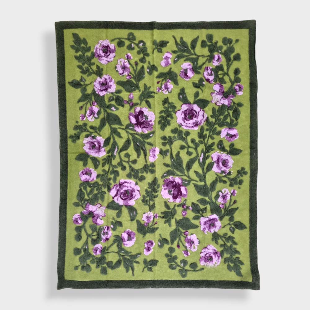 Plaid in Lana Cotta Verde Floreale 150x200 cm - Eleganza e Comfort