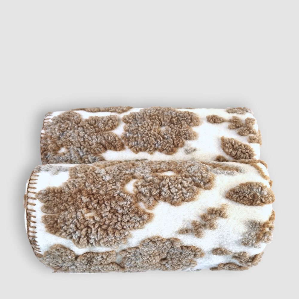 Plaid di Lana Cotta Panna Floreale Grigio tortora - Soffice e Accogliente