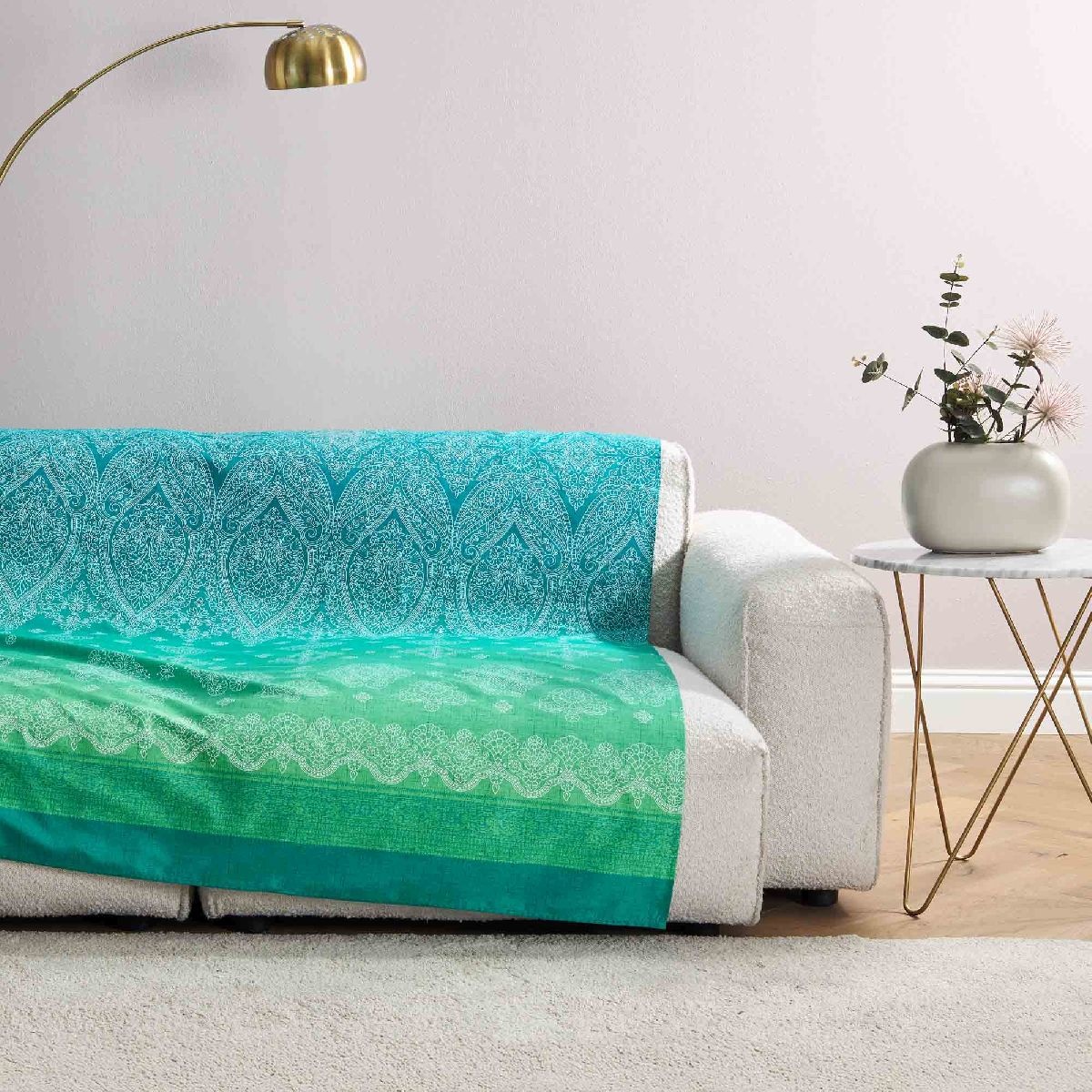 Bassetti Granfoulard Telo arredo 270x270 Kerala V1 – Petrolio e verde intenso