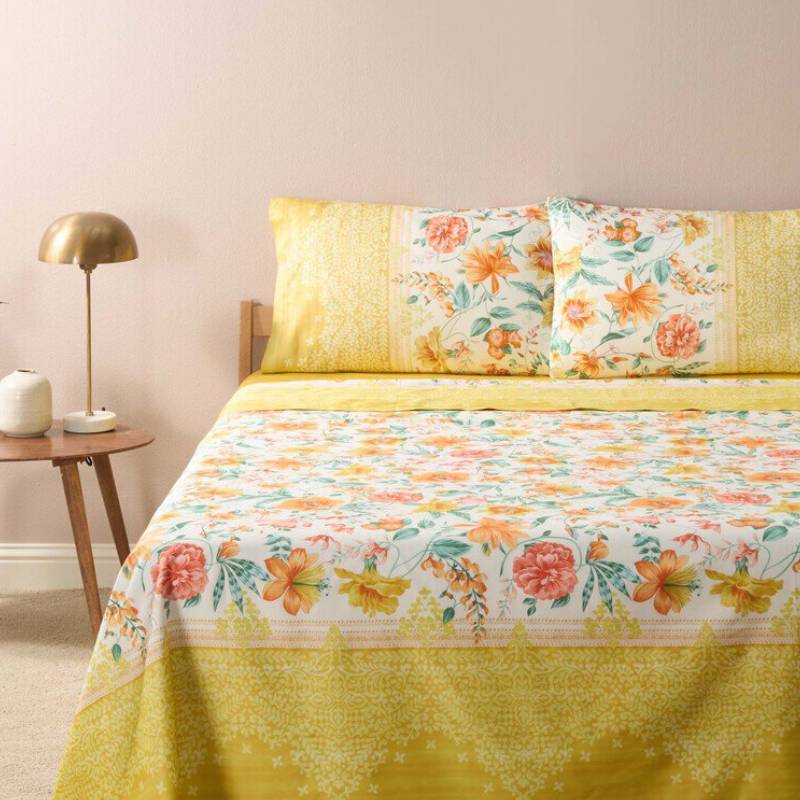 Lenzuola-copriletto Bassetti Casablanca Y11 matrimoniale in cotone a fiori
