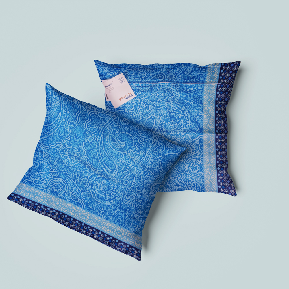 Fodera cuscino in raso 40x40 BASSETTI Granfoulard Maser turchese