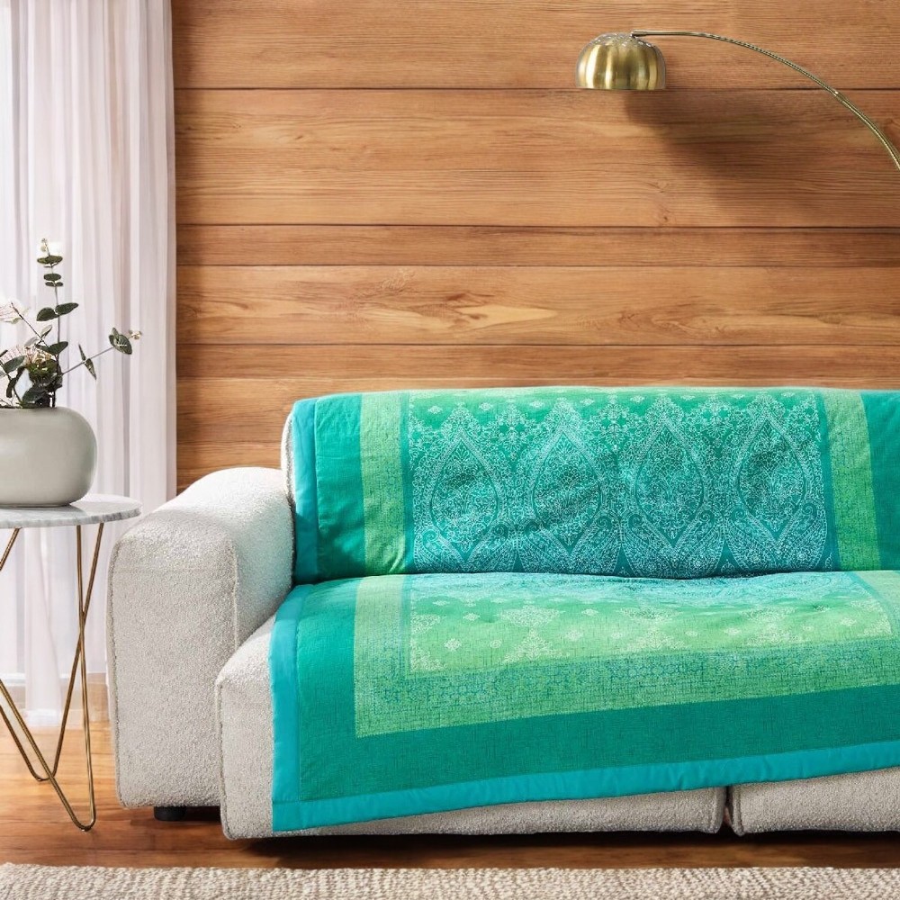 Plaid Bassetti Kerala V1 Verde Petrolio 135x190 cm – Eleganza Naturale per la Tua Casa