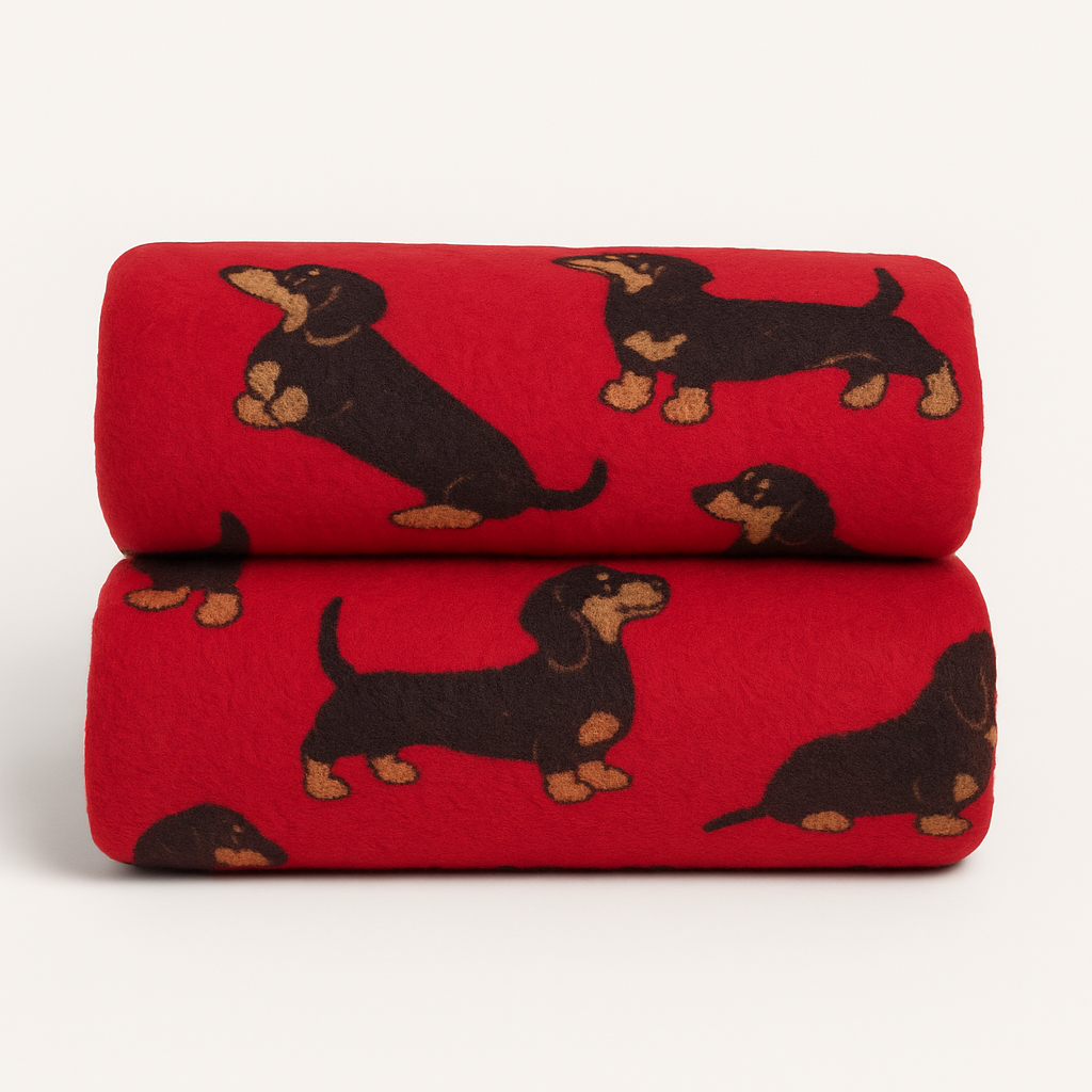 Coperta da divano in lana cotta infeltrita Made in Italy 150x170 cm Bassotto rosso