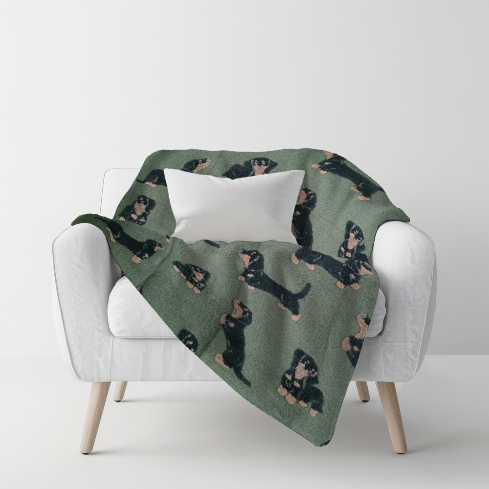 Plaid in lana cotta Made in Italy 150x170 cm Bassotto verde muschio