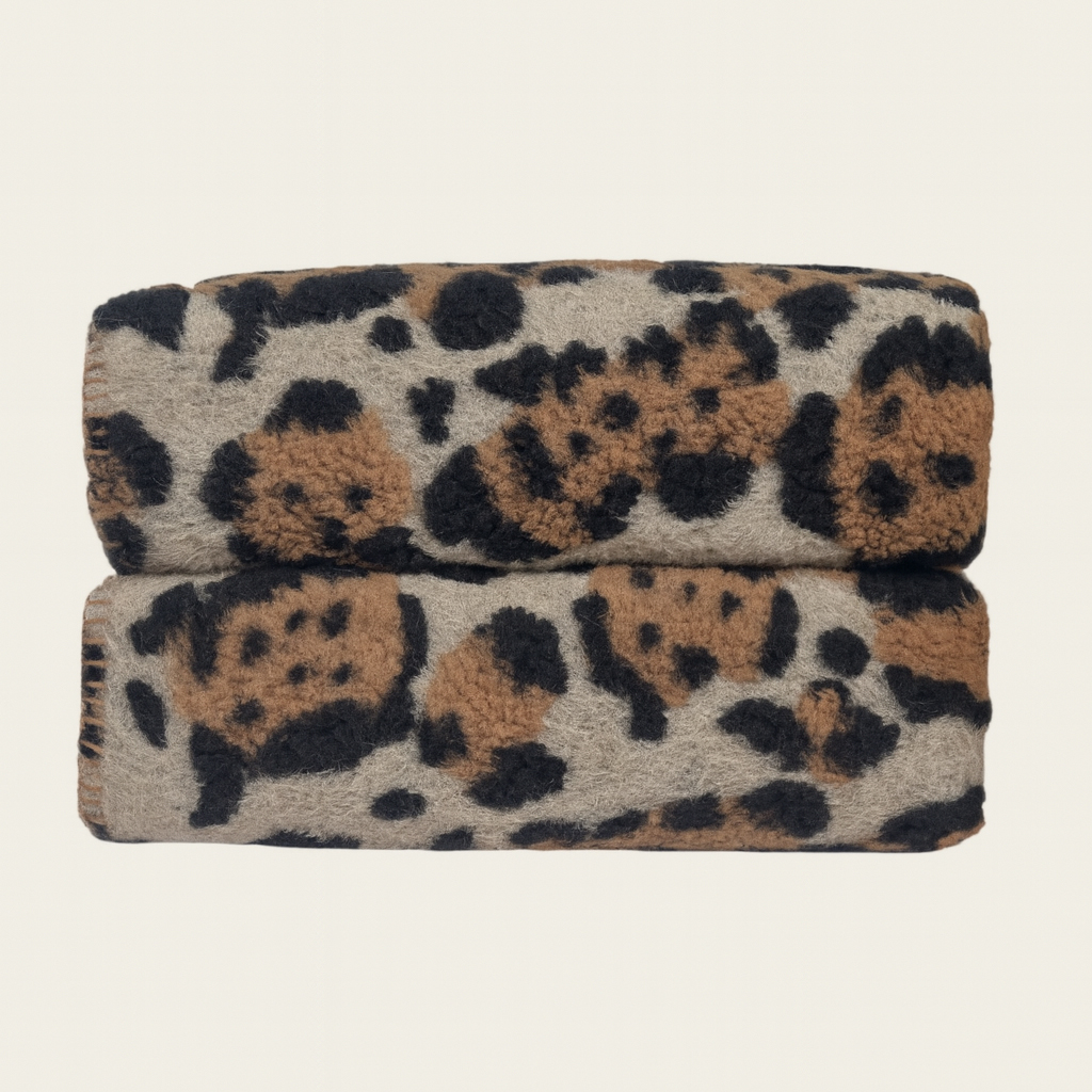 Plaid in lana cotta Made in Italy 150x170 cm Maculato tortora