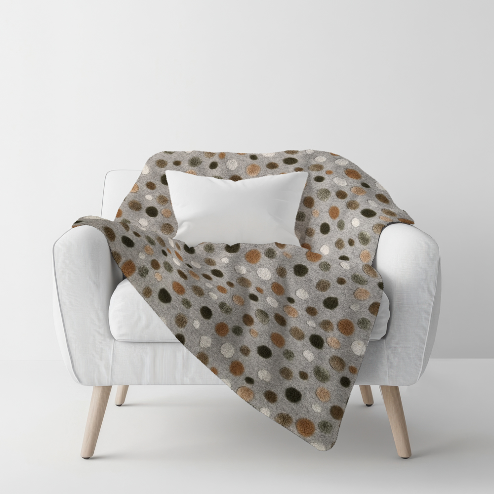 Plaid lana cotta 150x170 cm grigio con motivo a pois Bordo punto cavallo