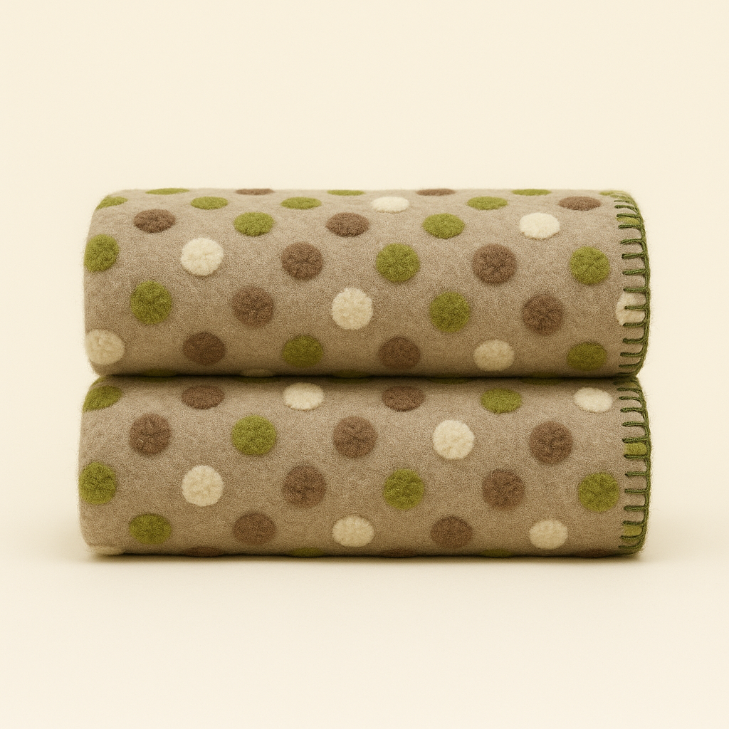 Plaid lana cotta 150x170 cm tortora con motivo a pois Bordo punto cavallo