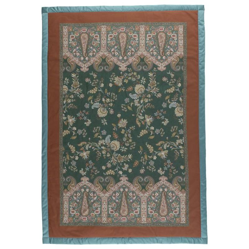 Bassetti Plaid Indian Roses V1 Petrolio 135x190 - Eleganza Floreale Granfoulard