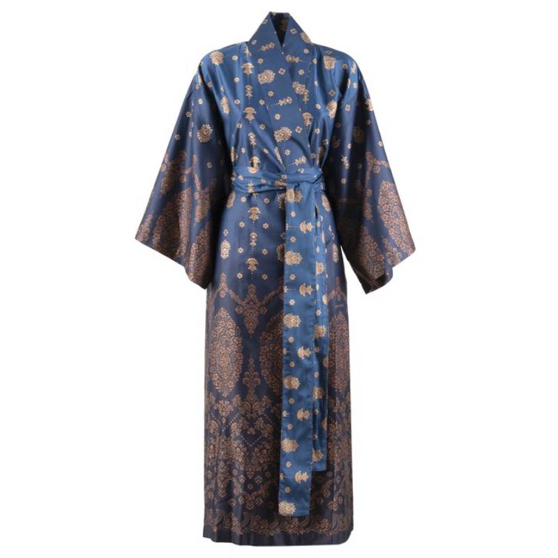 Bassetti kimono Granfoulard Gold Decor B1 blu vestaglia elegante