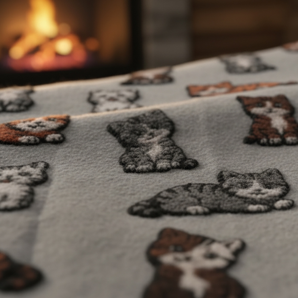 Caldo Plaid in Lana Cotta Gattini grigio - Soffice e Accogliente