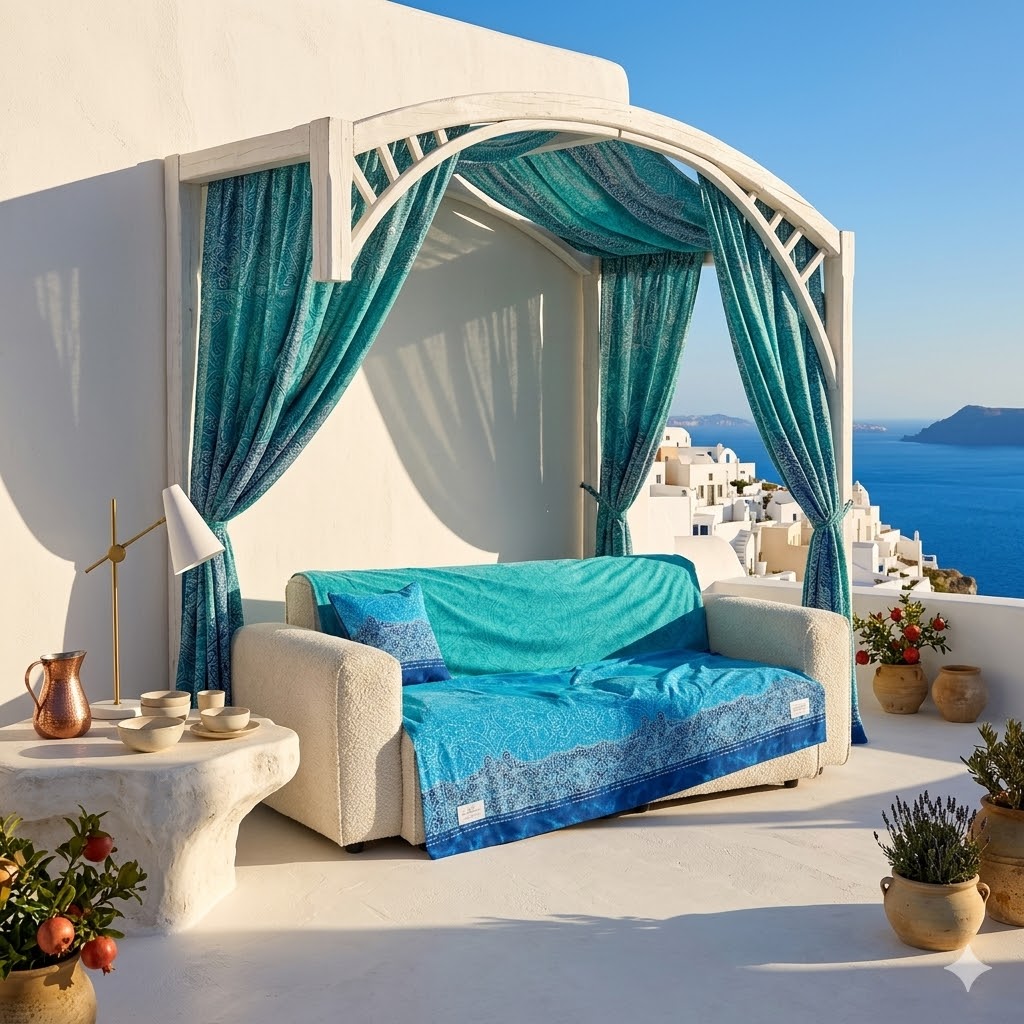 Bassetti Granfoulard Telo Arredo 270x270 Dolceacqua Blu Copridivano