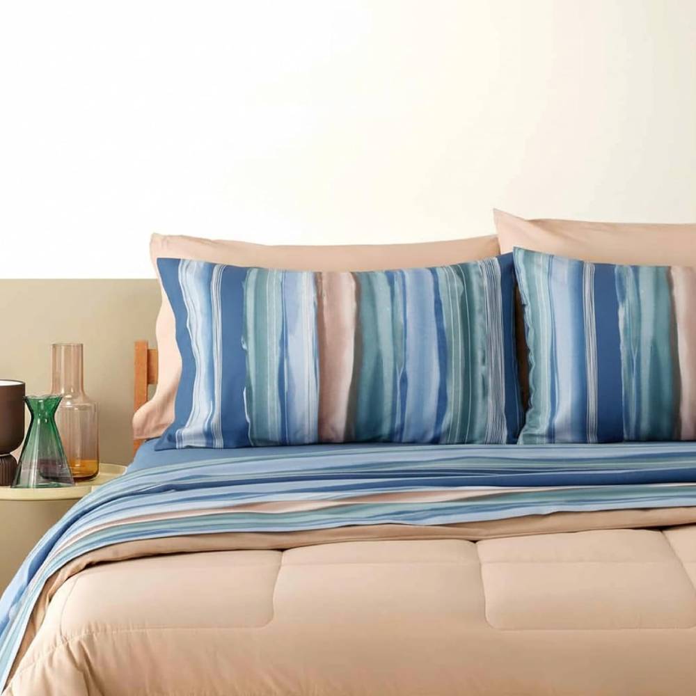 Bassetti Extension B1 | Completo Lenzuola Matrimoniale Sfumato Blu