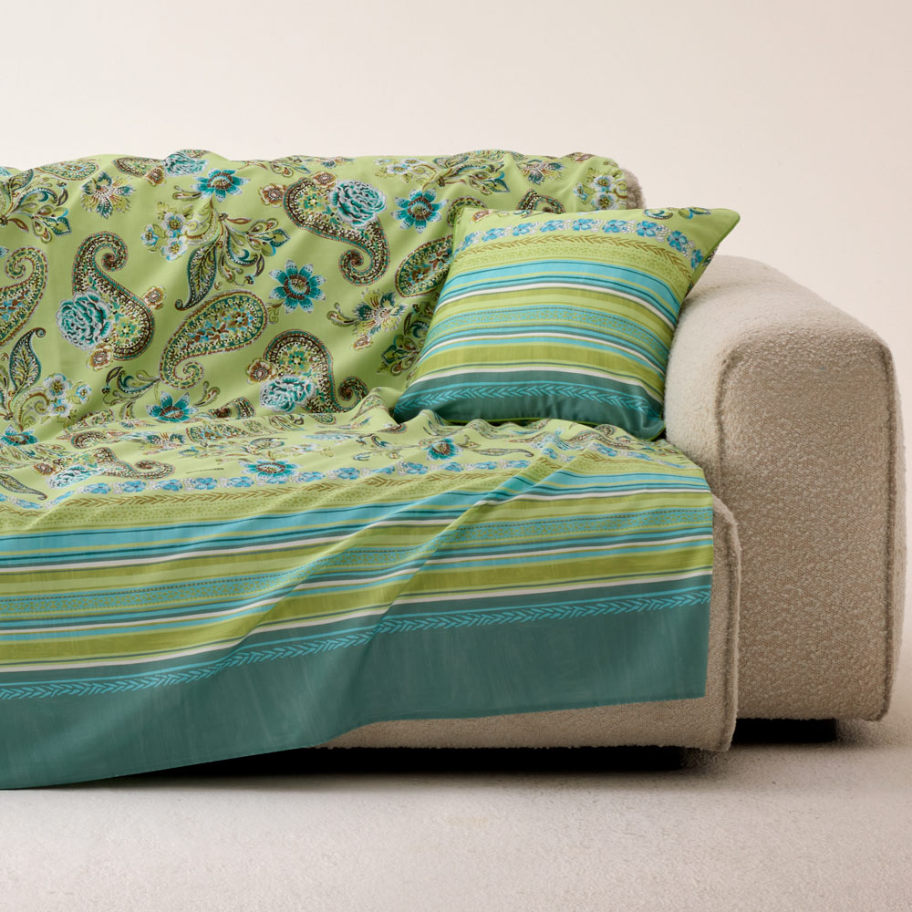 Granfoulard Bassetti Rapallo V1 Verde 270x270 Telo Arredo e Copriletto Estivo