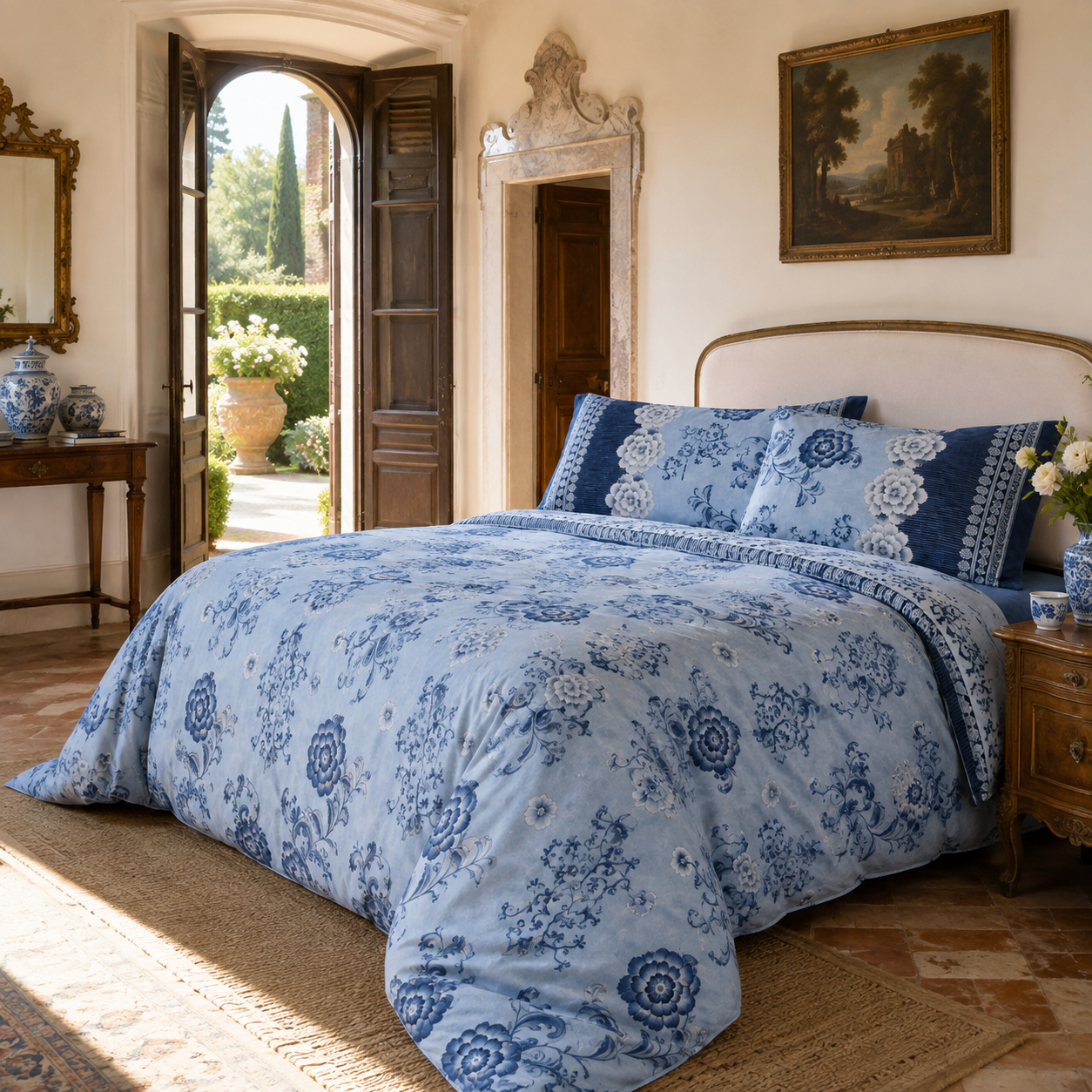 Completo copripiumino Bassetti Paraggi B1 matrimoniale bluette