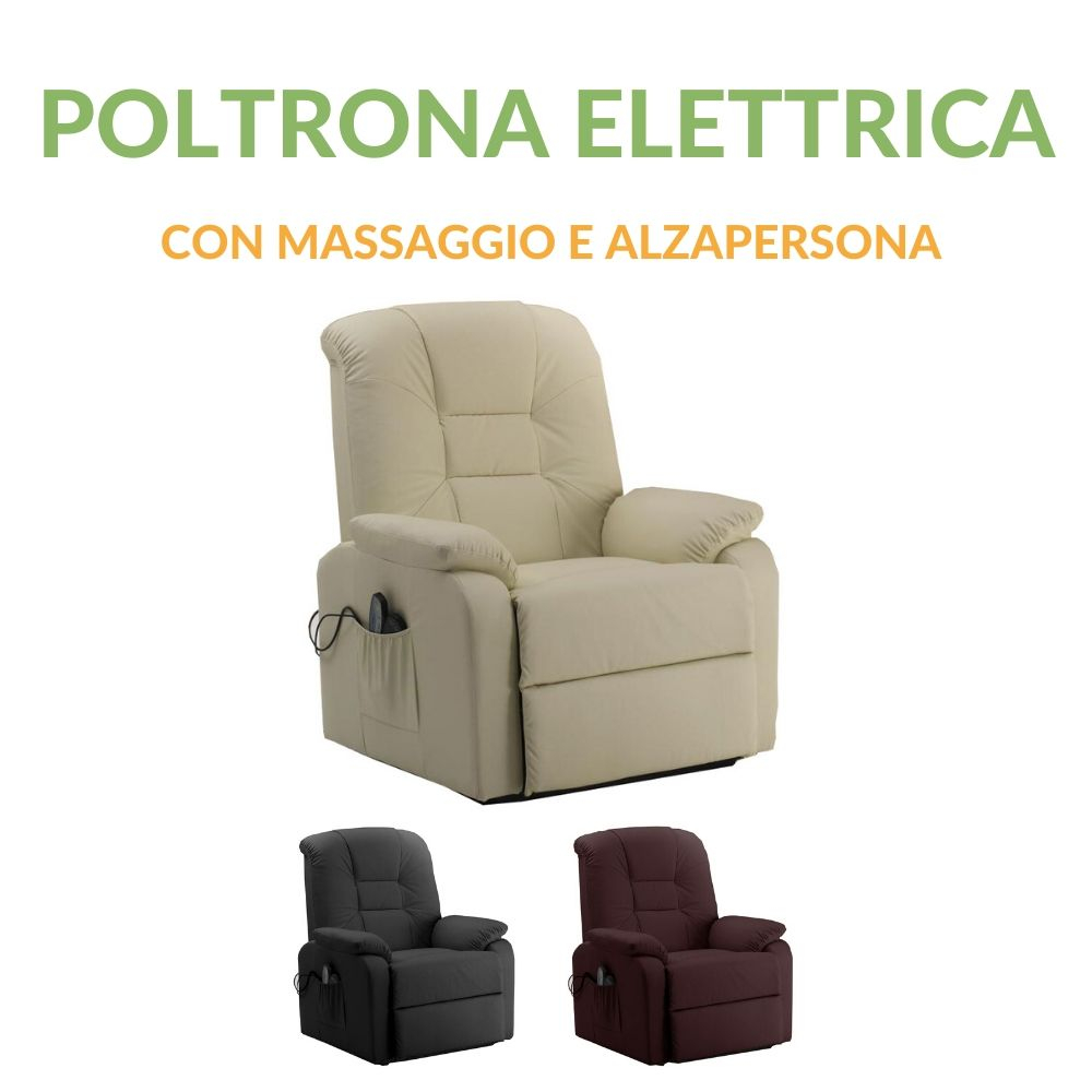 Poltrona elettrica relax con massaggio e alzapersona Poltrona reclinabile elettrica