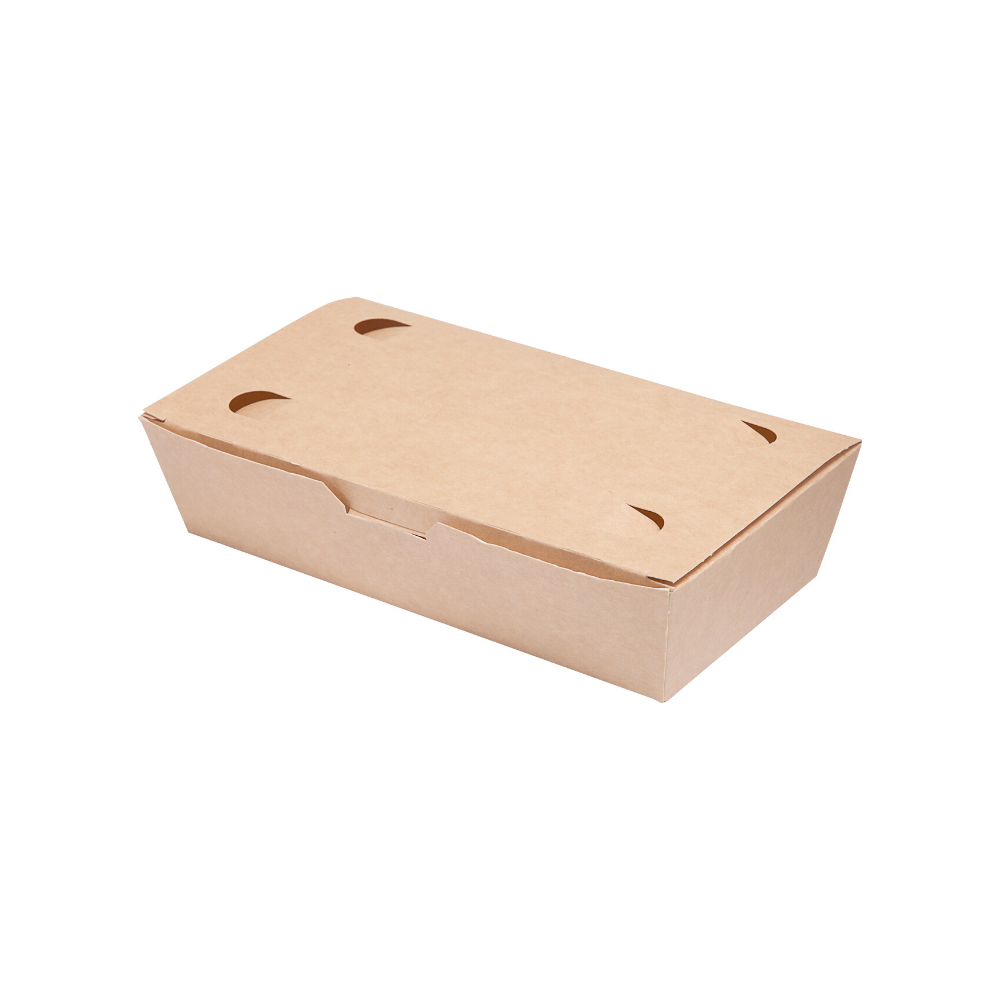 Box asporto con coperchio in cartoncino bio - 20x10x5cm avana - FINE SERIE