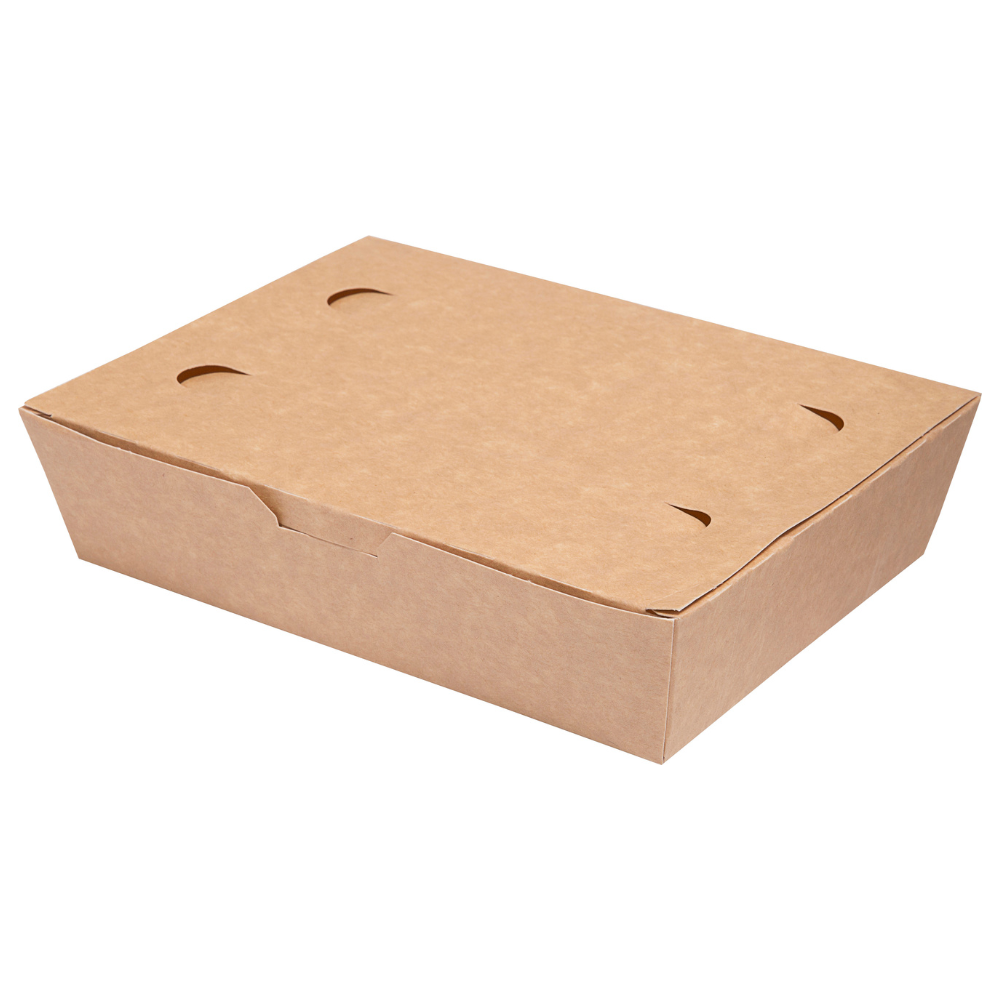 Box asporto con coperchio in cartoncino bio - 20x14x5cm avana - FINE SERIE