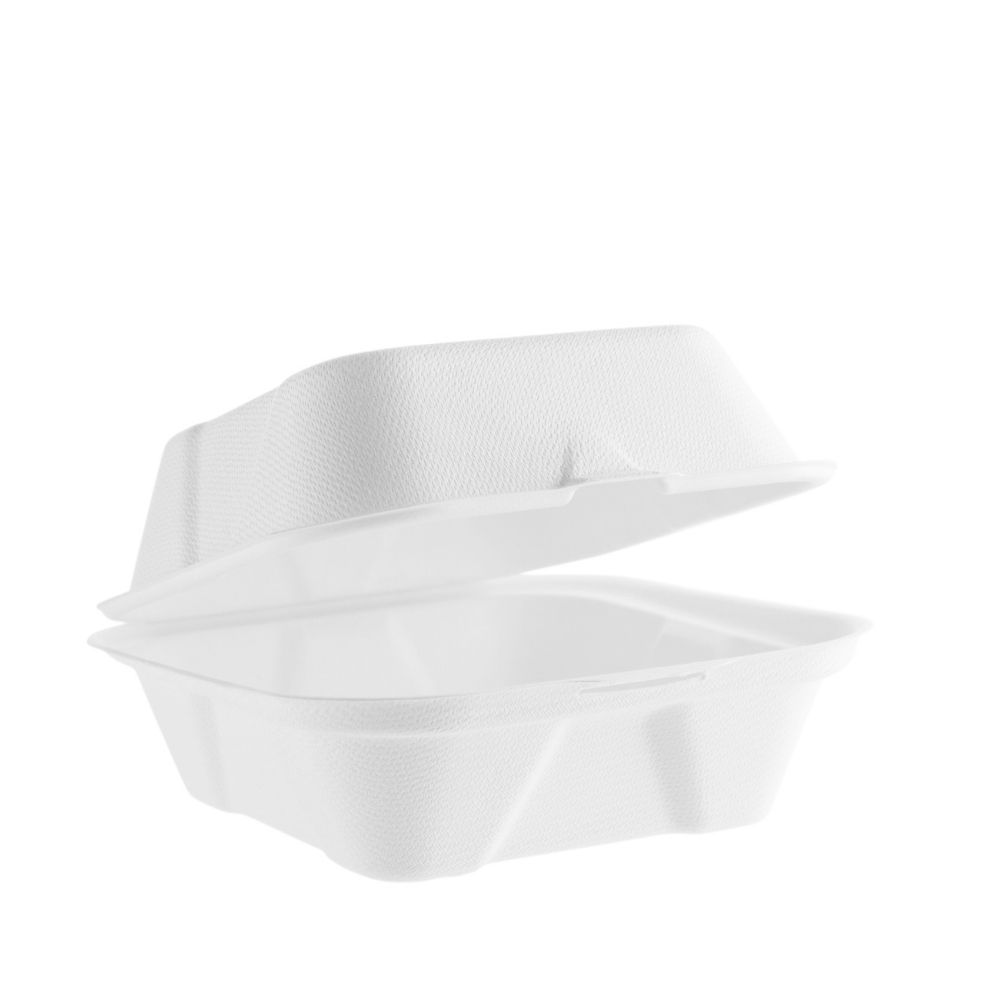 50 Porta Hamburger In Polpa Di Cellulosa BIO Compostabili - Box Panino Medio 13,5 Cm Fast Food