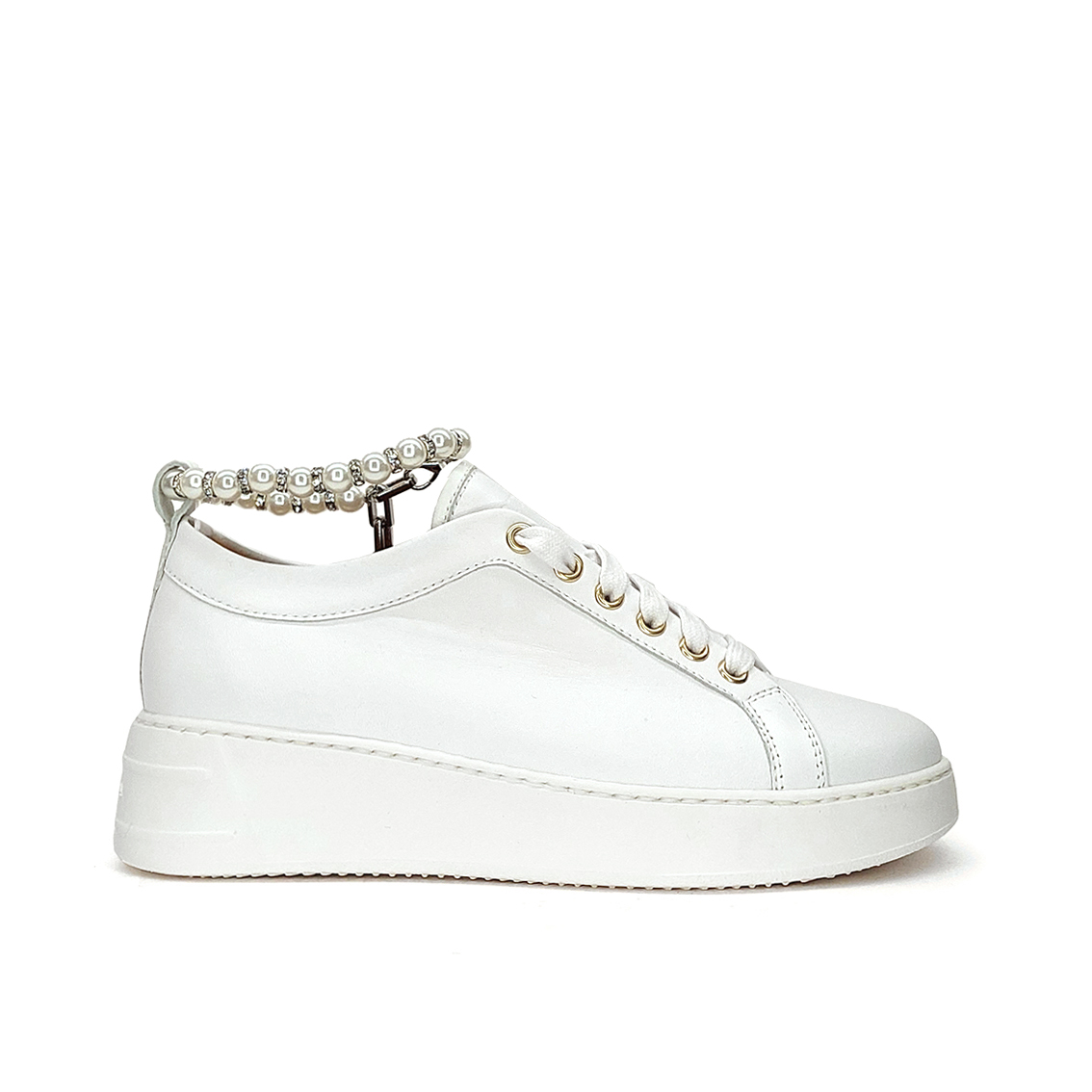 Sneakers bianche con cavigliera in perle Stokton DIGIE CALZATURE SNC